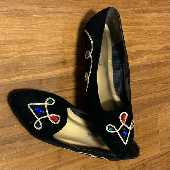 LIFE STRIDE NITE LIFE JEWELS black
suede FLATS avant garde rainbow VTG 80’s SZ11 - Picture 9 of 16